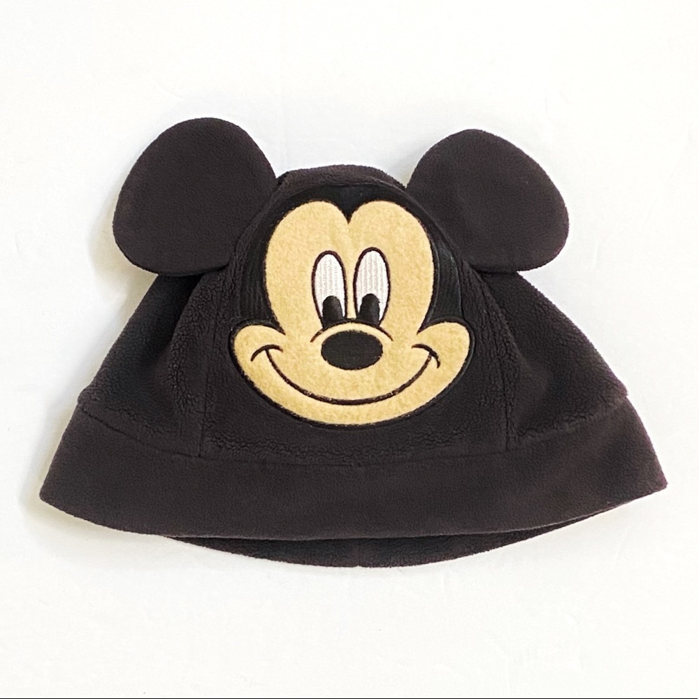 Disney Disneyland black fleece Mickey Mouse 3D ears warm hat